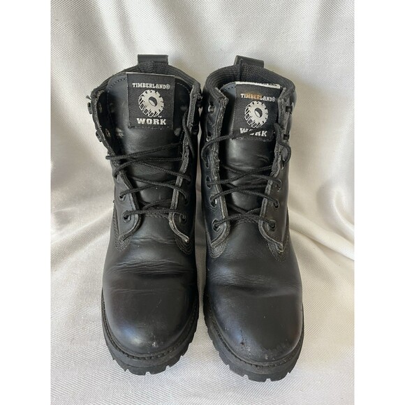 Timberland Work Boots, Women Size 6 Black Leather Lace Up, The Toughest Workboot - Picture 1 of 12